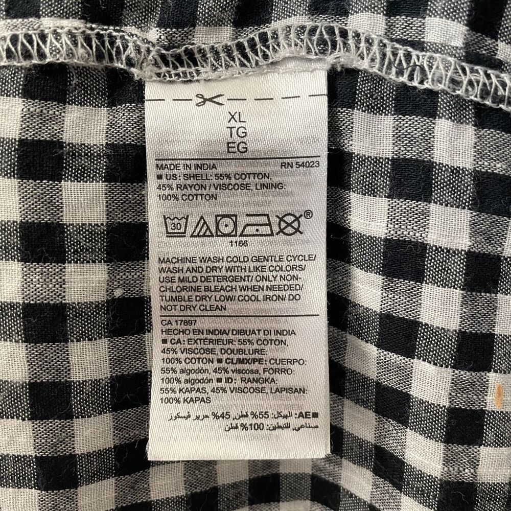 Old Navy Tiered Maxi Dress Sleeveless Gingham Black White Women's Size XL - Picture 6 of 15